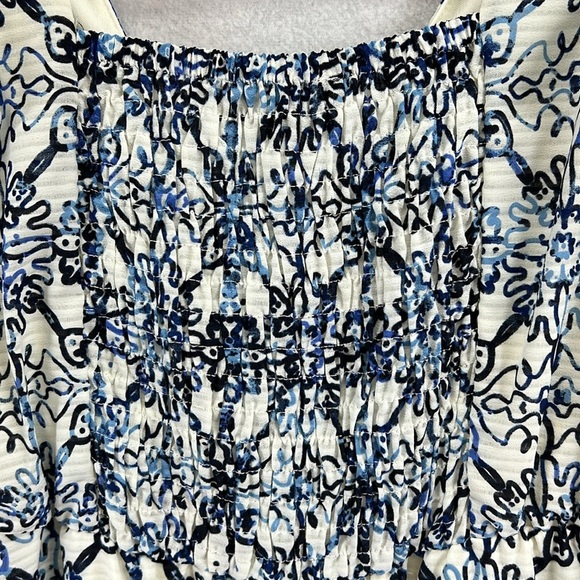 Taylor Women’s Maxi Sz 12 Blue/White  Smocked Elastic Back Polyester Boho NWT - Picture 7 of 12